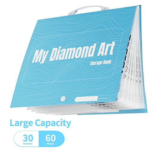 ARTDOT A3 Storage Book for Diamond Art Kits, Portfolio Folder for Diamond Painting Accessories with 30 Pocket Slevees Protectors (16.9x12.4inches) (Pack of 2) - size: A3:16x12 inches (Pack of 2)