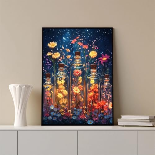 Flowers in Bottle Diamond Art Kits for Adults, 5D Diamond Painting Kits - color: CM056