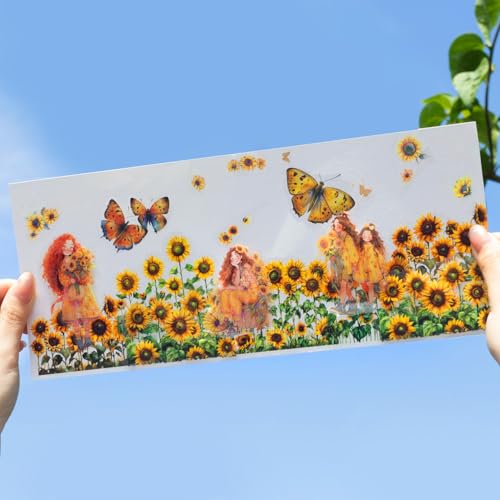 AurriiLeaf Viewing Flowers PET Sticker Set, 120PCS Floral Ephemera for Scrapbooking, Journaling, Crafting, DIY Projects, Diaries, and Art Supplies - color: Viewing Flower