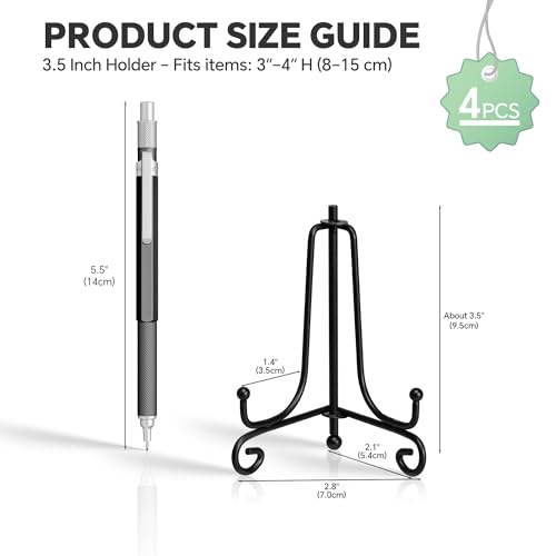 Artliving 3.5 Inch Black Mini Iron Stand Cookie Holder Display Stand Place Card Holder Display Easels at Weddings, Birthday Party (4 pack) - size: 3.5 inch (4 pack)
