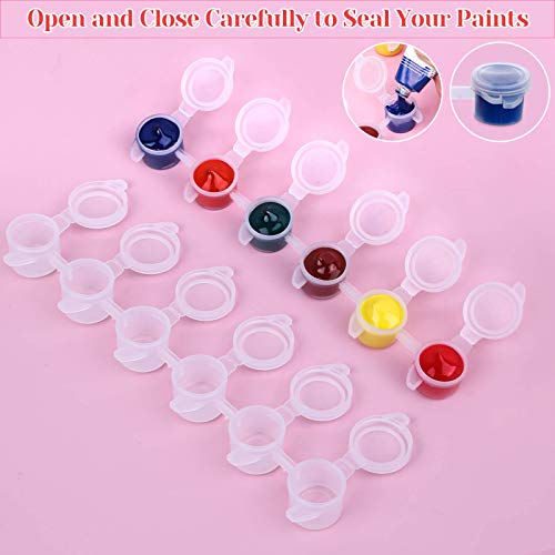 Caffox 240-Piece Empty Paint Pot, 40 Strips Acrylic Mini Paint Container Strip Storage with Lid for Classrooms, School Art & Crafts 3ml/ 0.1oz