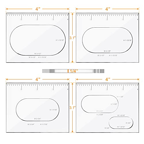 Pack of 4 Oval Inlay Template Set Router Templates for Woodworking Router Jig Templates Decorative Templates - style: 1/4 Thick Oval