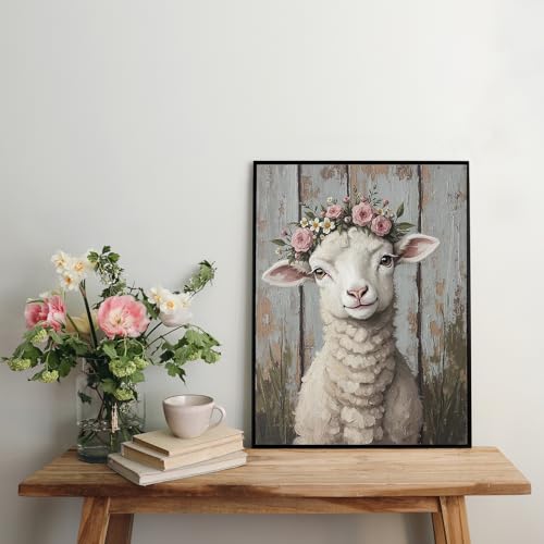 PRASIO Sheep Diamond Art Kits for Adults Beginner, Cute Animals 5D Diamond Painting Kits for Adults, DIY Round Full Drill Gem Art Painting and Crafts for Gift Home Wall Decor 12x16 Inch - color: XM-DP-Lamb-3040