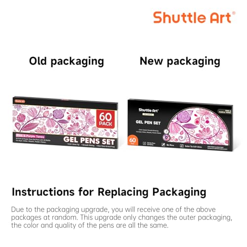 Shuttle Art 60 Pack Tone , Pink Purple Gel Pens with 30 Refills for Adults Coloring Books Journaling Drawing Nature, Landscapes, Animals Scenes - color: 60 Pack Pink Purple Tone