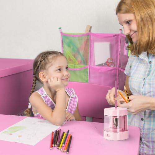 Deli Electric Pencil Sharpener, Automatic Pencil Sharpeners, Light Pink | Suitable for No.2 Pencils Colored Pencils, USB & Battery Operated Pencil Sharpener for School, Home, Office, Classroom - color: Light Pink