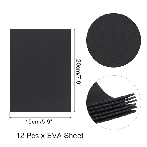 uxcell Black EVA Foam Sheets, 7.9x5.9in 2mm Thick Handicraft Foam Paper for DIY Craft Projects Art Card Party Decoration, 12 Pcs - color: Black