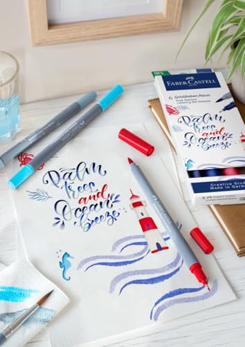 Faber-Castell Goldfaber Aqua Dual Tip Watercolor Markers - 12 Watercolor Brush Pens, Watercolor Markers for Adults, Real Brush Nib and Fineliner Tip Art Markers