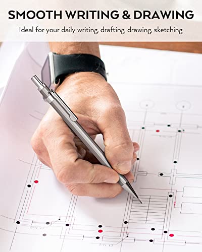 Nicpro 8 Pack 0.5mm & 0.7mm Metal Mechanical Pencil Set, MB1000 | Lead Drafting Pencil for Artist Writing, Sketching, Drawing with 6 Tubes HB Refills, 3×4B Eraser, 9×Cap Eraser - With Case - style: 8 Pack (0.5mm & 0.7mm)