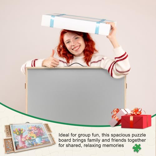 ALL4JIG 2000 Pieces 2-in-1 Tilting & Rotating Puzzle Board,40.16" x 28.5"Adjustable Angle Puzzle Board with 4 Drawers & Clear Protective Cover, Birthday Gift for mom,with a Tabletop Easel-Style Tilt - size: Large-2000pcs