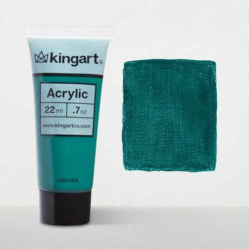 KINGART PRO Artist Quality VIRIDIAN Acrylic Paint, 22ml (0.74oz) Tubes, 3 Pack - Set (66ml Total), Viridian Green