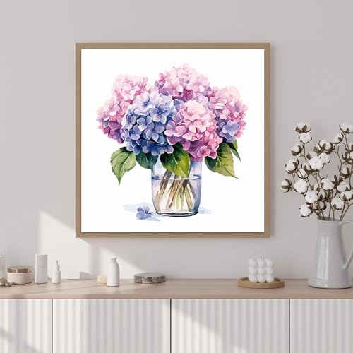 Artunion Framed Paint by Numbers Kit for Adults Beginners & Kids Ages 8-12,Hydrangea Flower Paint by Number with Frame,Floral Paint by Numbers Kit on Canvas 10 * 10 Inch Without Easel - color: ZXT-191-F