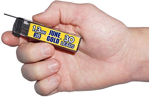 June Gold 1.3 mm, 120 Lead Refills, 2B, 4 Dispensers/w 30 Pieces Each | Medium Bold Thickness, Break Resistant Graphite, Elegant Dispensing Mechanism - color: 2b Graphite, style: 1.3 mm
