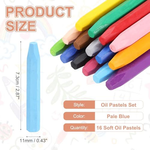 MECCANIXITY 16PCS Oil Pastels Set, Soft Oil Colored Drawing Pastels Chalk Vibrant Color for Artists Art Supplies for Beginners Teachers, Pale Blue - color: Pale Blue