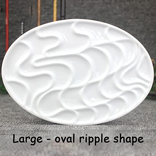 5-9in Ceramic Watercolor Mixing Palette, Square Porcelain Watercolor Palette, Porcelain Watercolor Palette, Ceramic Artist Paint Palette for Watercolor Gouache (L - Oval Ripple) - color: L - Oval Ripple