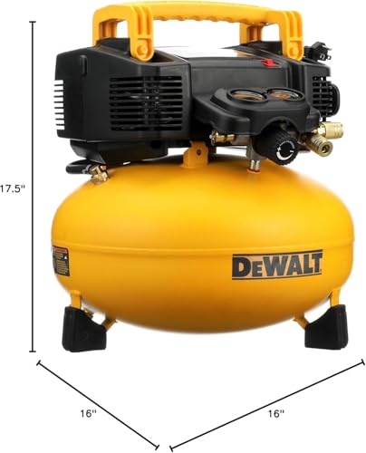 DEWALT Pancake Air Compressor, 6 Gallon, 165 PSI (DWFP55126) | Oil-Free Maintenance-Free Pump, Wood Working, Roofing, Home, Jobsite, 165 Max PSI, 2.6 SCFM @ 90 PSI