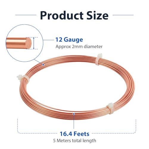 Tenn Well 16.4ft 12 Gauge 99.9% Dead Soft Copper Wire - color: Copper, size: 12 Gauge