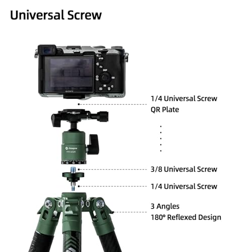 Fotopro 62 Inch Carbon Fiber Tripod for Camera Ultralight Travel Camera Tripod Max Loads Up 22lbs X-Aircross 3 Green - color: Green