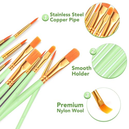 ESRICH 160PCS Paint Brushes, Paint Brush for Acrylic Painting - color: Green, size: 160