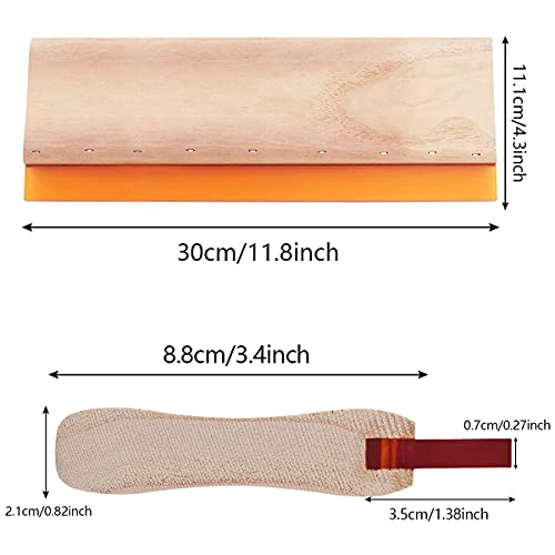Screen Printing Squeegee, 75 Durometer Wooden Scraper Rubberwood Silk Print, for Printmaking Print Ink Machine 11.8 inch - size: 11.8inch