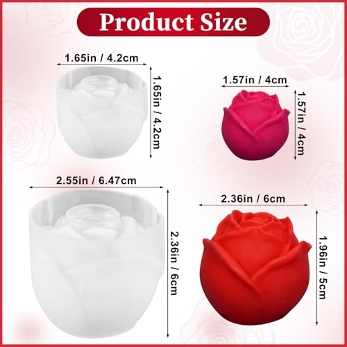Rose Candles Molds, Set of 2 Large Small 3D Rose Flower Molds - color: 2pcs Rose Flower Molds