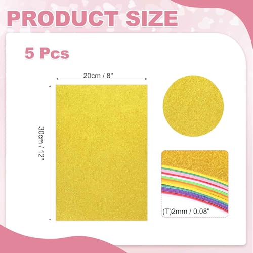 MECCANIXITY 5 Sheets Yellow Shiny Foam Sheets with Adhesive Backing, 8x12Inch Self-Adhesive Shiny EVA Foam Sheets Sticky EVA Paper Stickers for Art Crafts Projects, DIY Party Decoration - color: Yellow