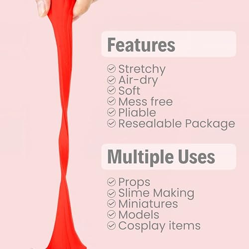 BOHS Foam Clay, Red Air Dry Modeling Clay, 1.1 lb | Soft, lightweight; crack-free finish; EVA and polystyrene foam details; cosplay props, figurines, fake bakes and slime making - color: Red, size: 500 g