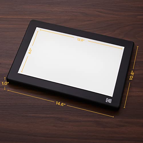 KODAK LED Light Box 12”x8” for Negatives, Slides & Film | Illuminated Board Panel & LED Light Pad for Viewing & Scanning Photos, Tattoo Drawing, Artist Sketching & Stenciling | Glare-Free, USB Powered | Lightbox with Up To 98% Color Restoration, Phone or