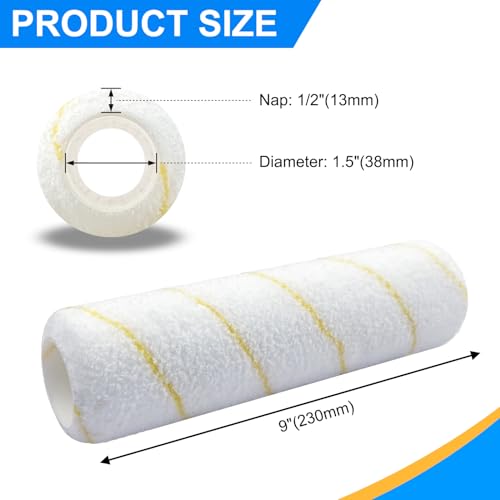 9 Inch Microfiber Paint Roller Covers, 1/2" Nap, 12-Pack | Paint Rollers for Wall & Ceiling Painting, Smooth and Textured Surfaces, Professional &Home Use - size: 12 PCS, 9"