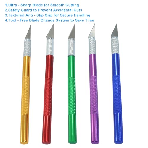 20 Pack Craft Knife Set, Multicolor | Precision Utility Knives, For Paper, Cardboard, Stencil, Model Making & DIY Projects
