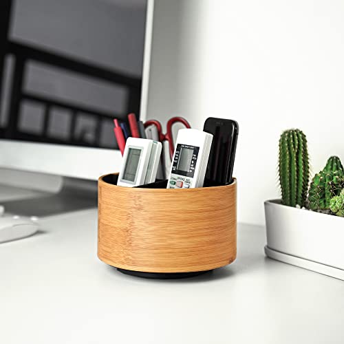 Round Leather Art Supply Organizer,Remote Control Holder,360 Degree Spinning,Multi-Functional Pencil Holder,4 Compartments Desktop Stationary Organizer(1-Beige2) - color: 1-Beige2