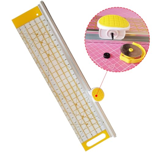 45mm Rotary Cutter and 24" L x 6" W Ruler Combo with Gridlines | Ideal Fabric Cutter for Quilting and Sewing Crafts | Comes with Two Replacement Blades