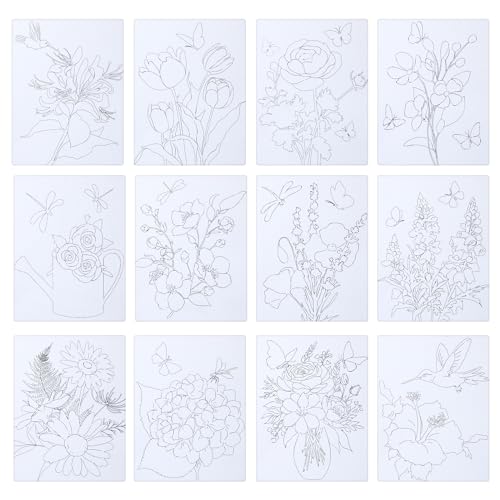 Tinlade 12 Pcs Pre Drawn Canvas for Painting Stretched,Elegant Style - size: Elegant Style