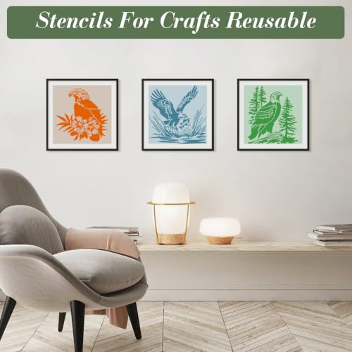 Eagle Stencils for Crafts Reusable 16Pcs Stencils(6X6 Inch) - color: Eagle 2