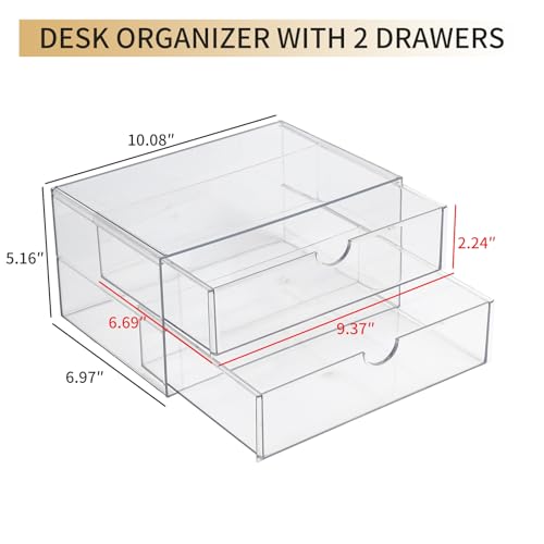 Clear Plastic Drawer Organizer, 4 Drawers | Stackable Desk Organizers and Accessories, For Home Office Supplies, Marker Pen, Notebooks, Art Crafts - size: 4 Drawers