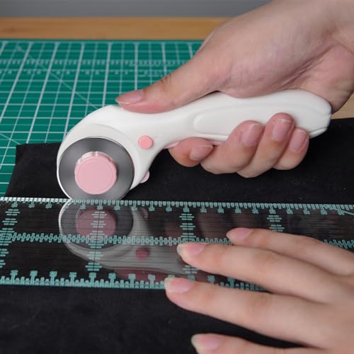 Pink Professional Sewing Scissors Set: Big and Small Scissors, Rotary Cutter with 3pcs Extra Blades for Cutting Fabric - color: Pink