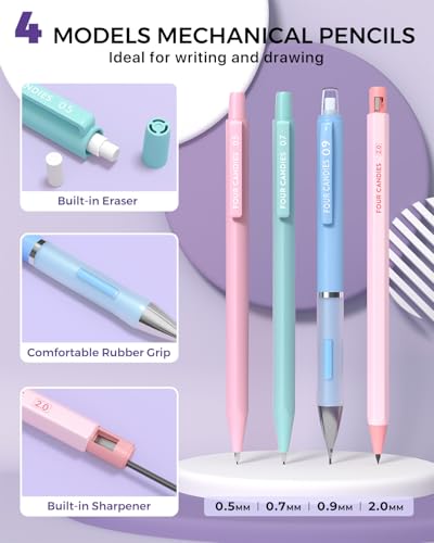 Four Candies 36PCS Mechanical Pencil Set with 624 Lead Refills (Green) - color: Green