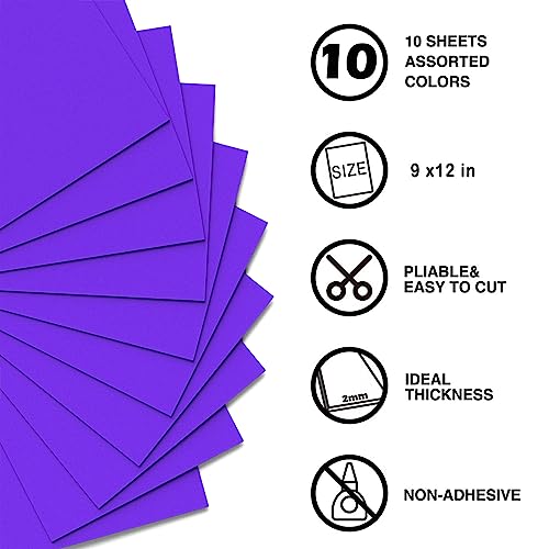 MEARCOOH Purple Foam Sheets Crafts 9x12 Inch 2mm Eva Color Craft Foam Paper for Crafts Project Preschoolers Classroom Scrapbooking DIY Cosplay(10 Sheets) - color: Purple, size: 10PCS Non-adhesive