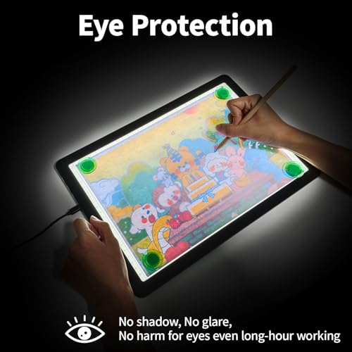 TSOCOS 11000Lux A4 Diamond Art Light Board, Light Pad with Side Physical Buttons & 6 Levels of Brightness, 3 Colors Magnetic Light Box for Tracing, Diamond Painting, Drawing, Weeding Vinyl - style: A4 (Non-rechargeable)