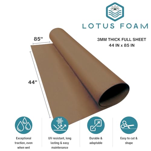 LotusFoam EVA Foam Sheet 3mm – 44"x 85" Craft Foam for Cosplay, Costumes & DIY, High Density 130 kg/m3, Heat Shapeable, Paintable, 35 Colors (Pecan) - Pecan - color: Pecan