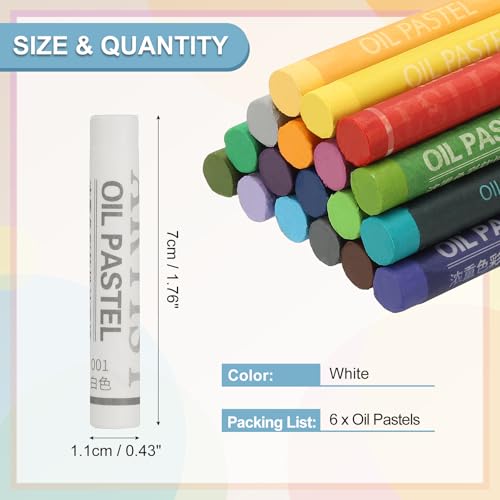 PATIKIL White Oil Pastels, 6Pcs Soft Oil Crayons Creamy Pastels Stick Art Supplies for Art Painting Drawing Blending Graffiti for Drawing Beginners Artists - color: White