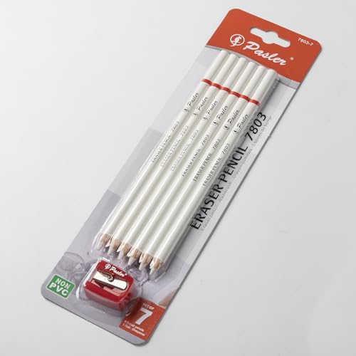 Pasler® Eraser pencils 7803 perfection Detail Eraser Pencil and a Sharpener perfect for sketches and coloured illustrations (7- pack) - style: 7 - pack
