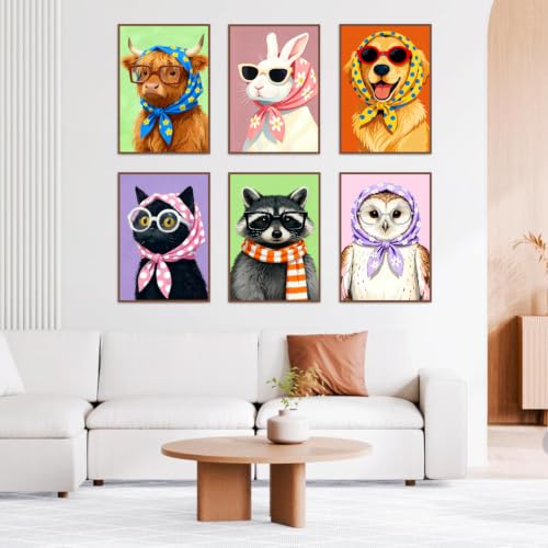 AOSGEDY 6 Pack Paint by Numbers Kit for Adults, Cartoon Animal Adult Paint by Number Kits on Canvas, DIY Animal Acrylic Oil Number Painting for Adults, Perfect for Home Decor 8x12 Inch - color: MT23016--MT23021-US