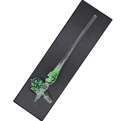 Crystal Glass Intarsia Dip Pen Fountain Pen Kit Vintage Calligraphy Signatures Pen, Green - color: Green