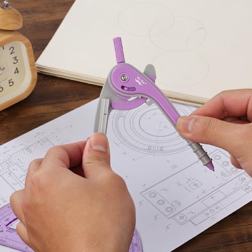 Mr. Pen- Geometry Compass and Protractor Set, 6 Inch Compass - color: Purple, size: 1 Set