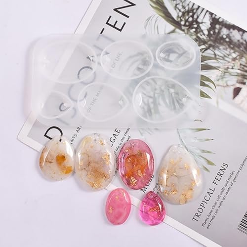 2Pcs DIY Pendant Silicone Mold Sets, Crystal epoxy Resin molds, Water Droplet and Oval Resin Jewelry Making, Used for DIY Necklace and Earring Jewelry Making
