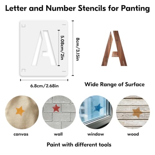 84PCS 2 Inch Letter Number Symbol Stencils, Reusable Alphabet Templates Interlocking Stencil Kit for Painting on Wood, Wall, Fabric, Rock, Sign, DIY Art Projects - color: 84 Sheets Letterand Number