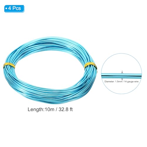 PATIKIL Aluminum Jewelry Wire, 4pcs Bonsai Wire, 10m/32.8ft, 1.5mm/14 Gauge, Blue - color: Blue, size: 1.5mm x 32.8ft