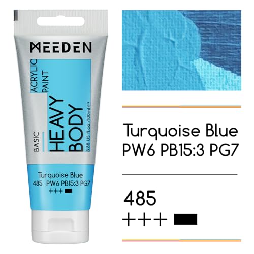 MEEDEN Acrylic Paint Turquoise Blue: 100ml/3.38oz x 2 with Titanium White - color: Turquoise Blue, size: 2 Tubes