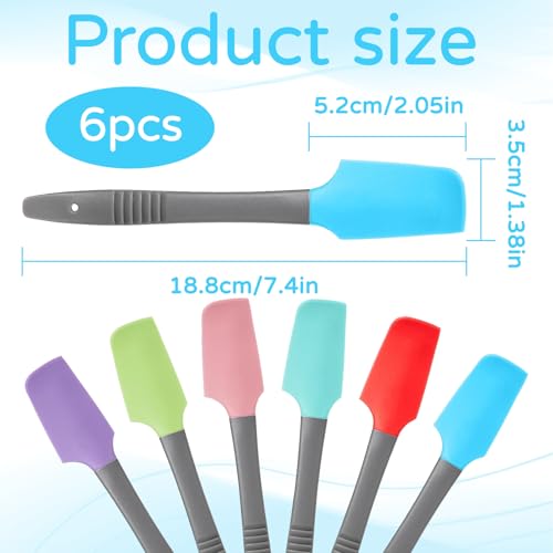 6 Pcs Mini Spatula Silicone,Curved Small Spatula,Spatulas For Kitchen Use,For Kitchen Cooking & Baking,For Use Wet Pet Food Can Jar Cooking Frosting Or Mixing