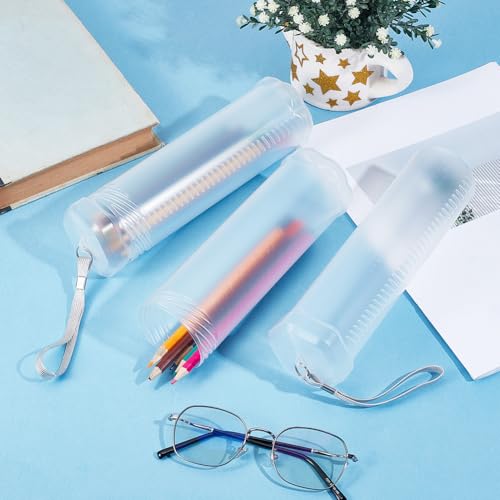 GORGECRAFT 2Pcs Extendable Artist Storage Tube Plastic Brush Case Clear Long Paint Watercolor Pen Pencil Container Organizer Holder with Carrying Lanyard for Paintbrush Drawing Makeup Artist Travel - style: Style 1